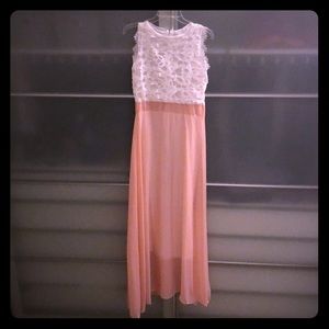 Pink Lace Draped Flowy Beach Dress